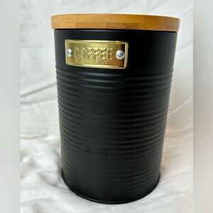 Cute wood top coffee tin